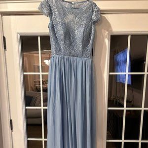 Light blue floor length dress
